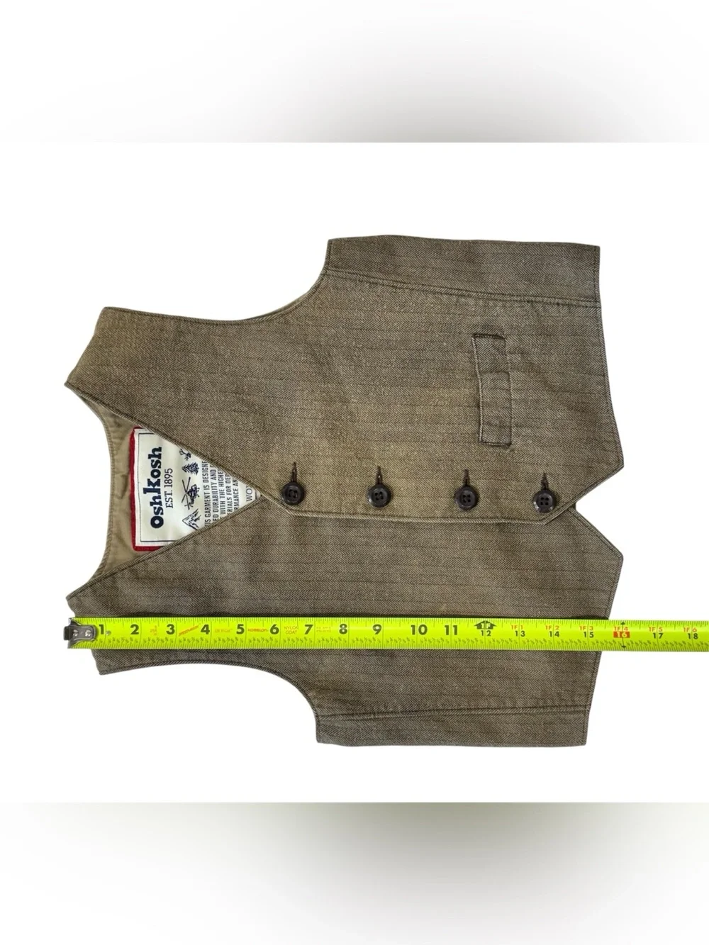 OshKosh B'gosh Tan Herringbone Waistcoat Vest 100% Cotton | Boys 5
